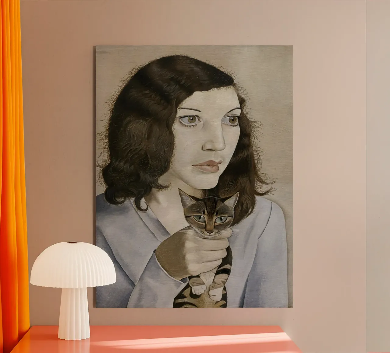 La ragazza con il gattino - Lucian Freud alluminio dibond da julyebayprint
