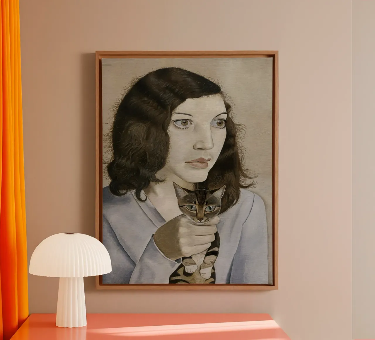 Girl with a Kitten - Lucian Freud canvas by julyebayprint