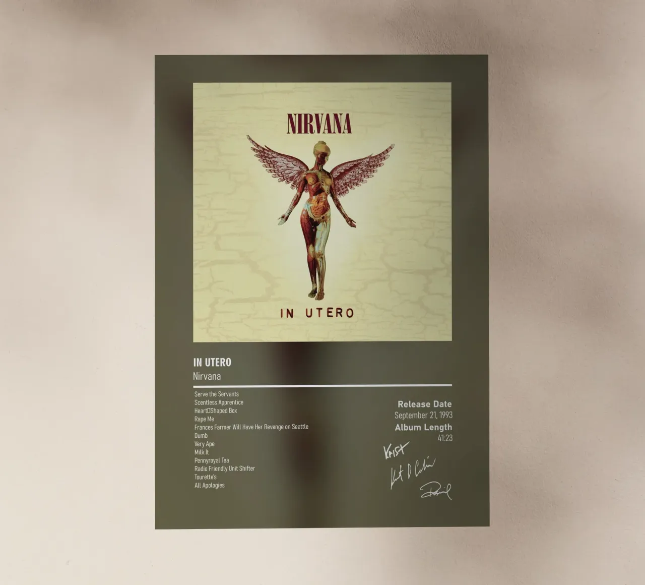 In Utero (1993) by Nirvana pellicola backlit da DGUnder