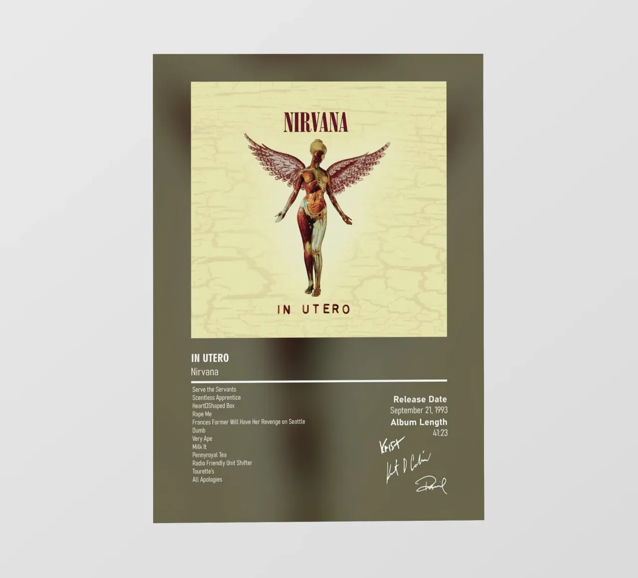 In Utero (1993) by Nirvana telo in pvc da DGUnder
