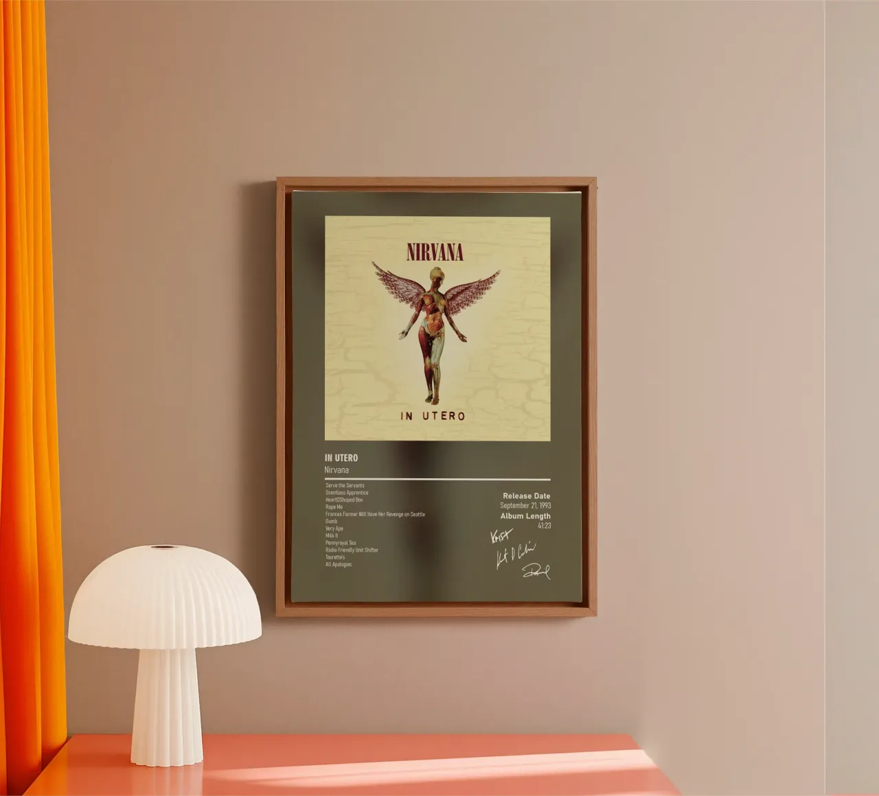 In Utero (1993) by Nirvana canvas met Baklijst van DGUnder