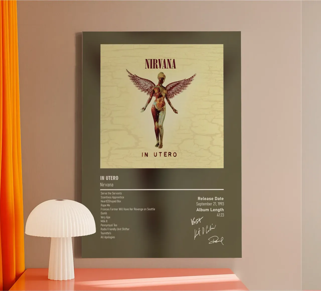 In Utero (1993) by Nirvana canvas met Baklijst van DGUnder