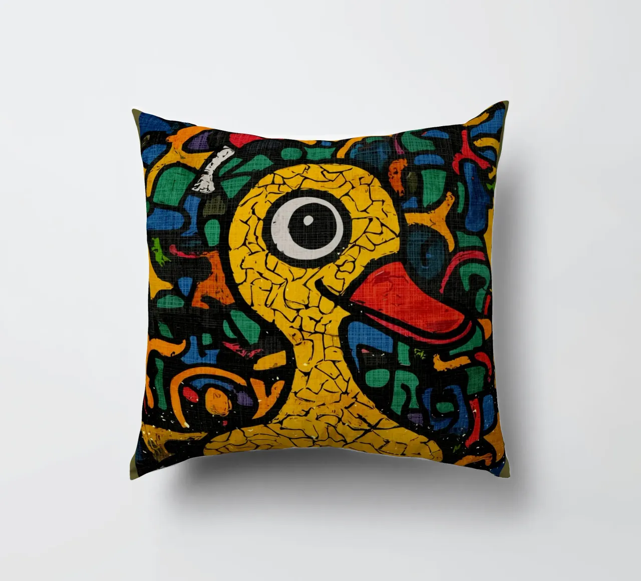 Scarabocchio pop art con anatra gialla cuscino da VintageDesign