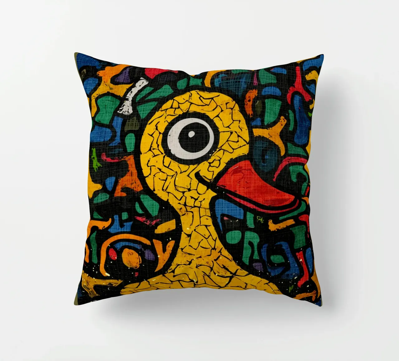 Scarabocchio pop art con anatra gialla cuscino da VintageDesign