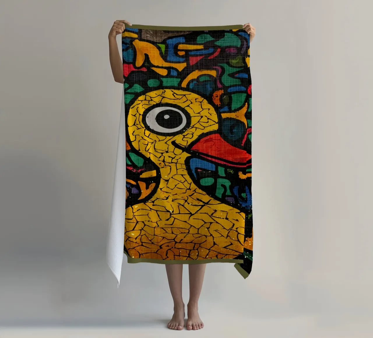 Scarabocchio pop art con anatra gialla telo mare da VintageDesign