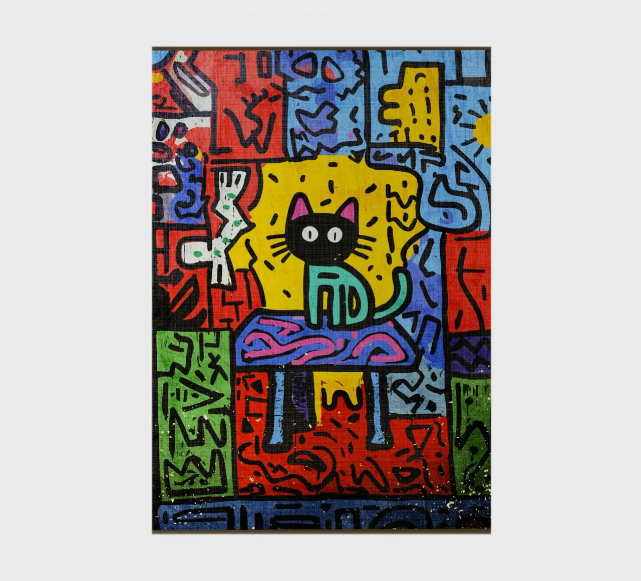 Pop Art Black Cat on Table notebook by VintageDesign