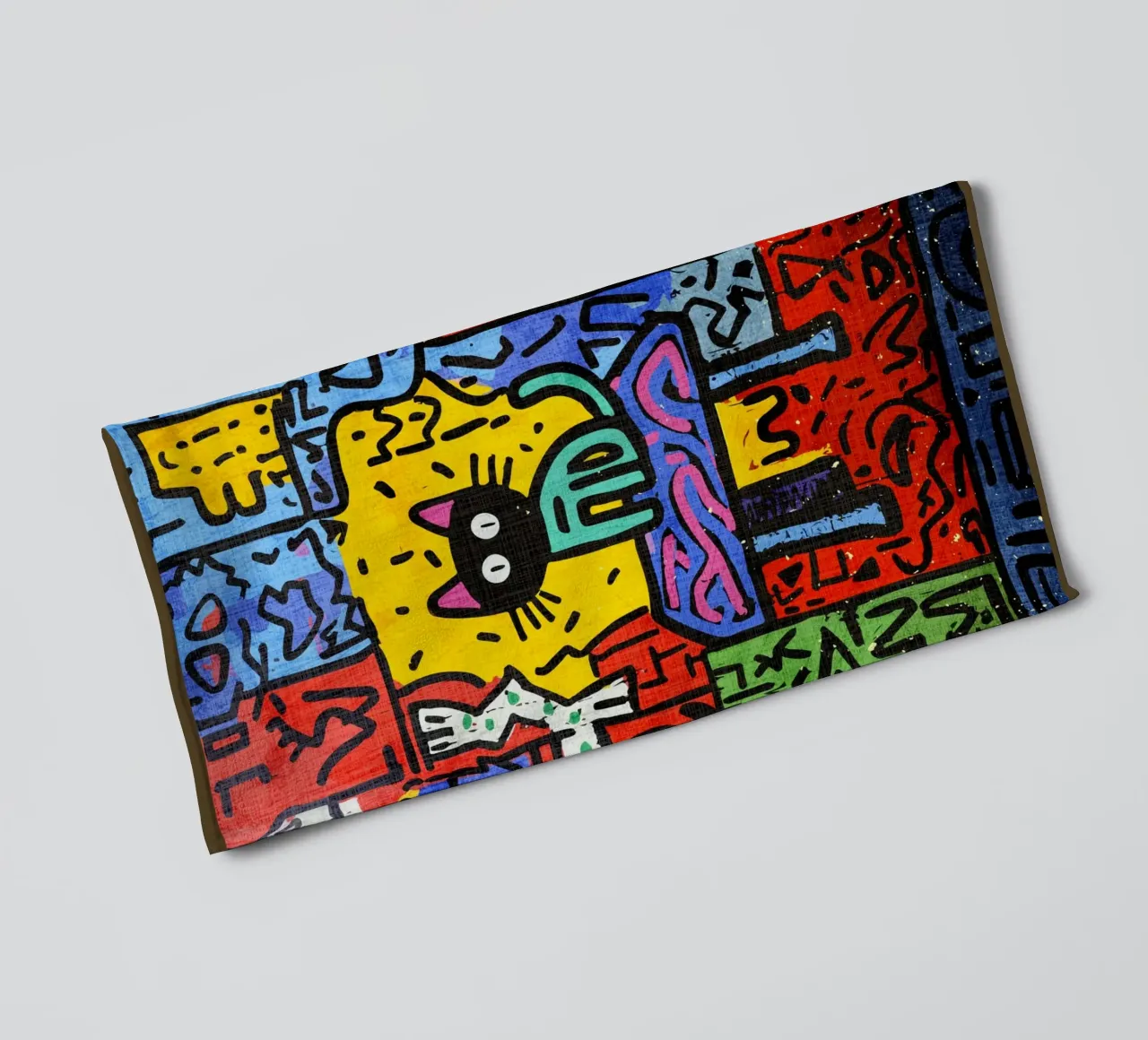 Pop Art Black Cat on Table towel by VintageDesign