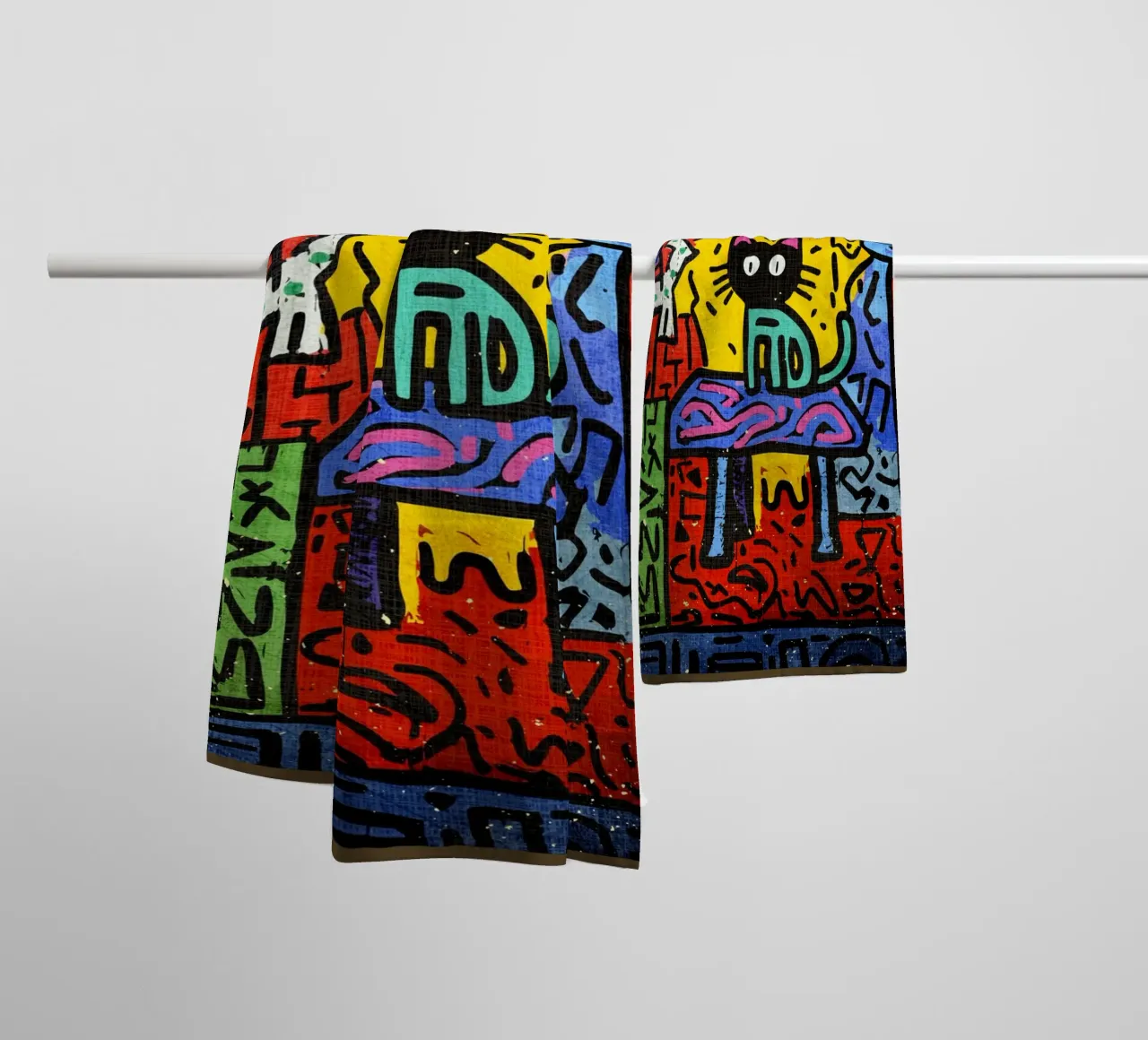 Pop Art Black Cat on Table towel by VintageDesign