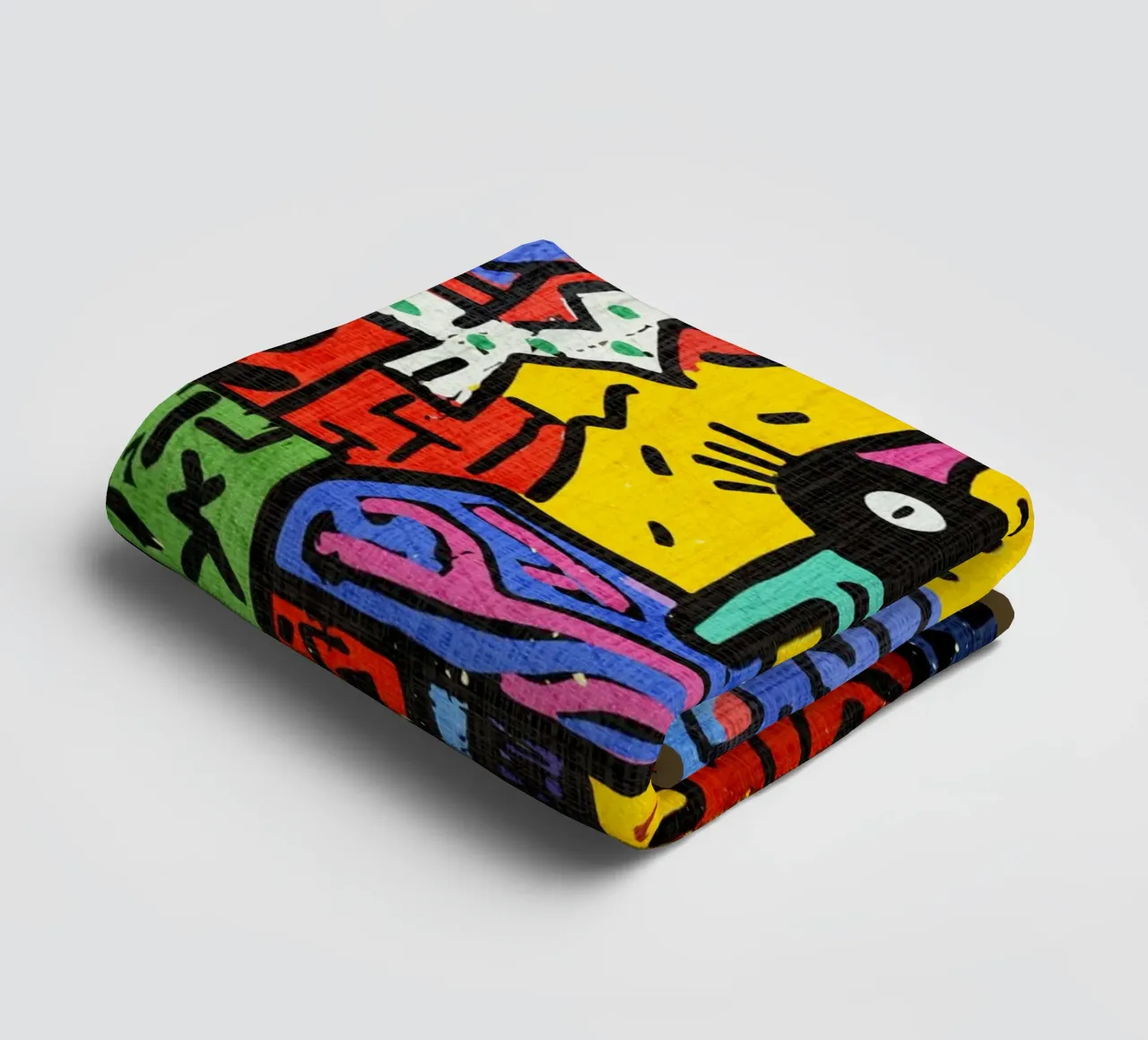 Pop Art Black Cat on Table towel by VintageDesign