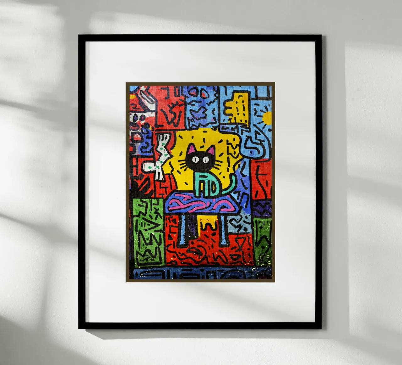 Pop Art Black Cat on Table hahnemühle by VintageDesign