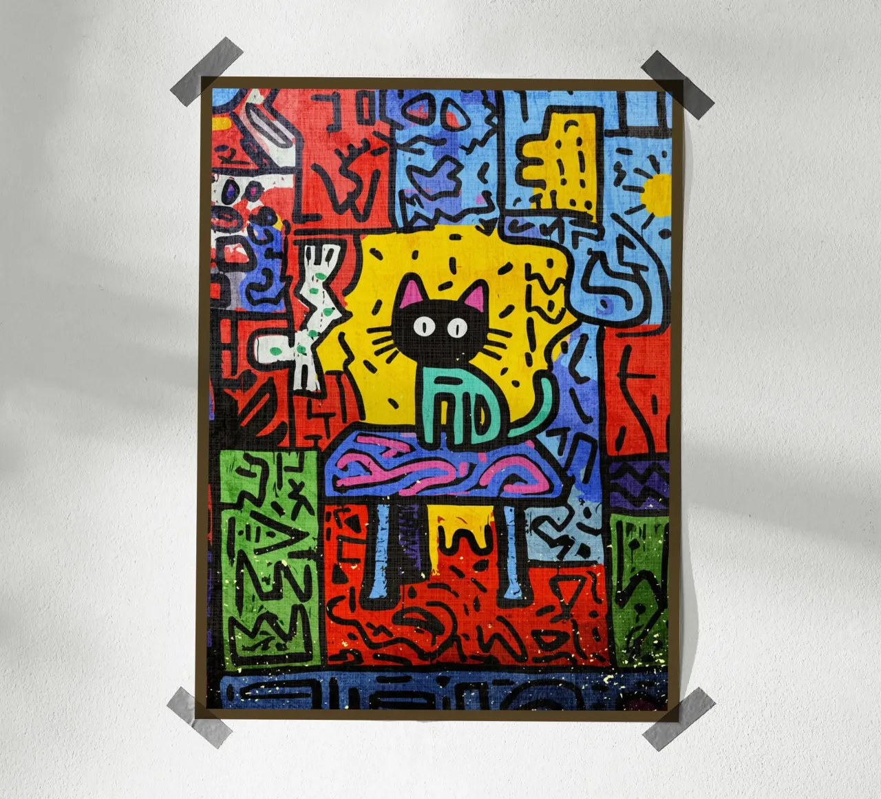 Pop Art Black Cat on Table hahnemühle by VintageDesign