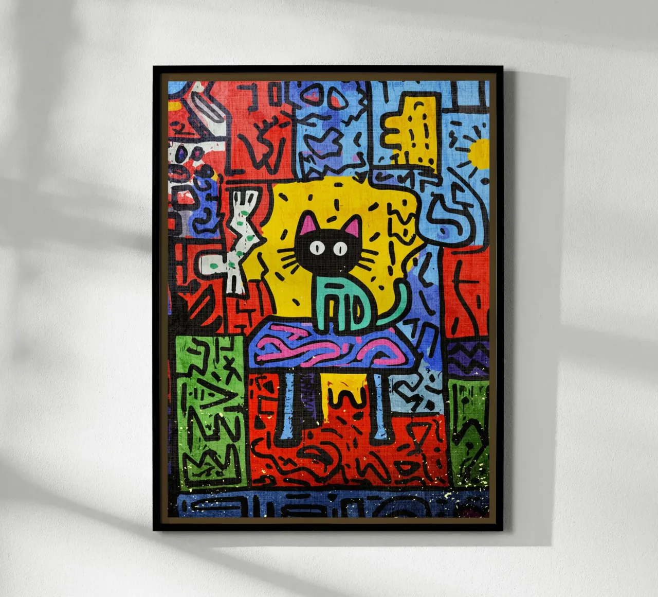 Pop Art Black Cat on Table hahnemühle by VintageDesign