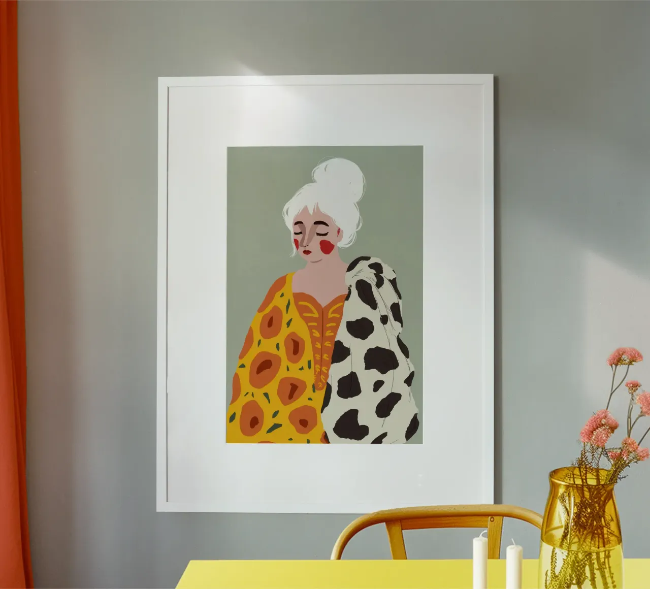 Stampa mucca con girasole Chic poster da Rain Balance