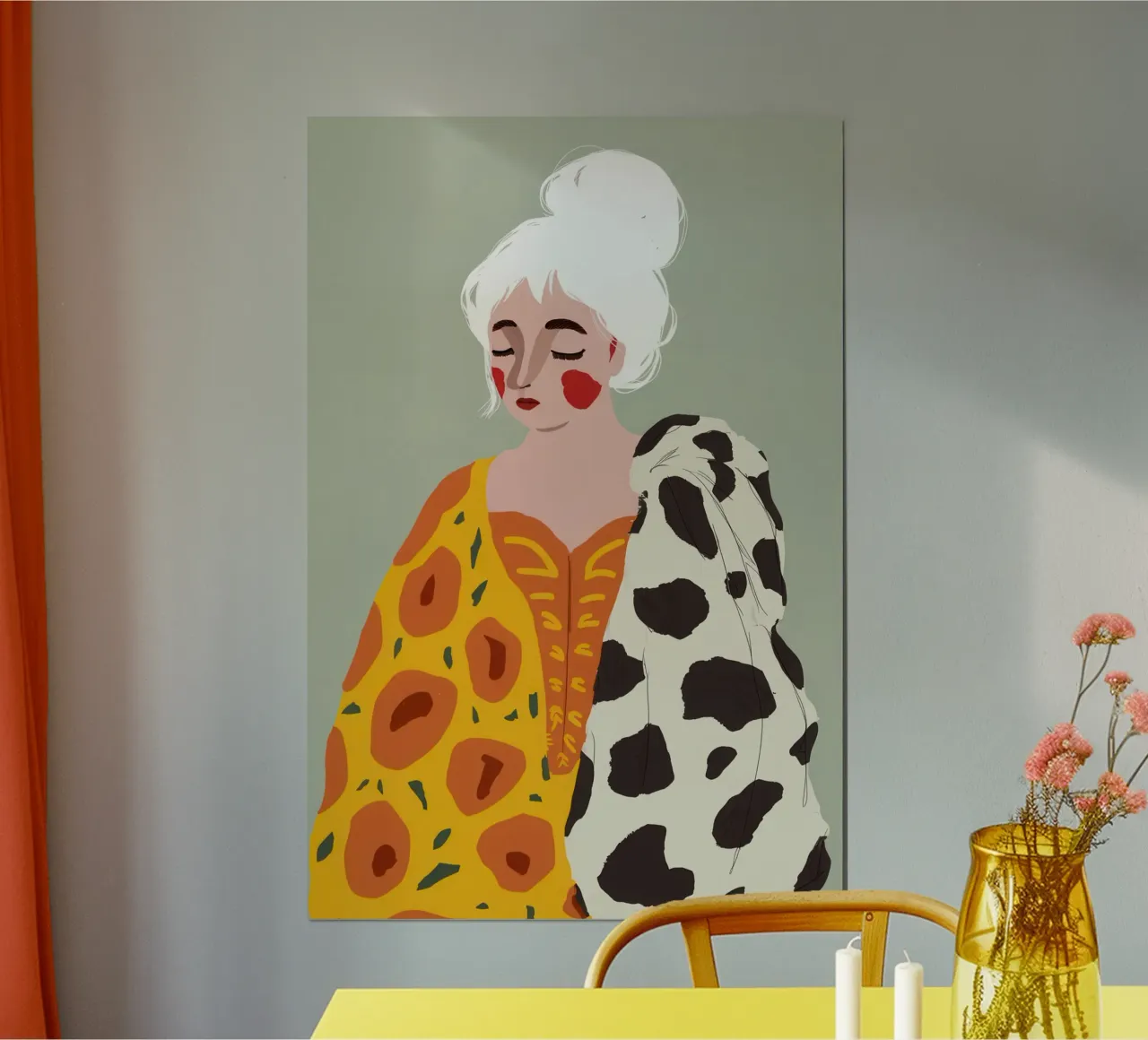 Stampa mucca con girasole Chic poster da Rain Balance