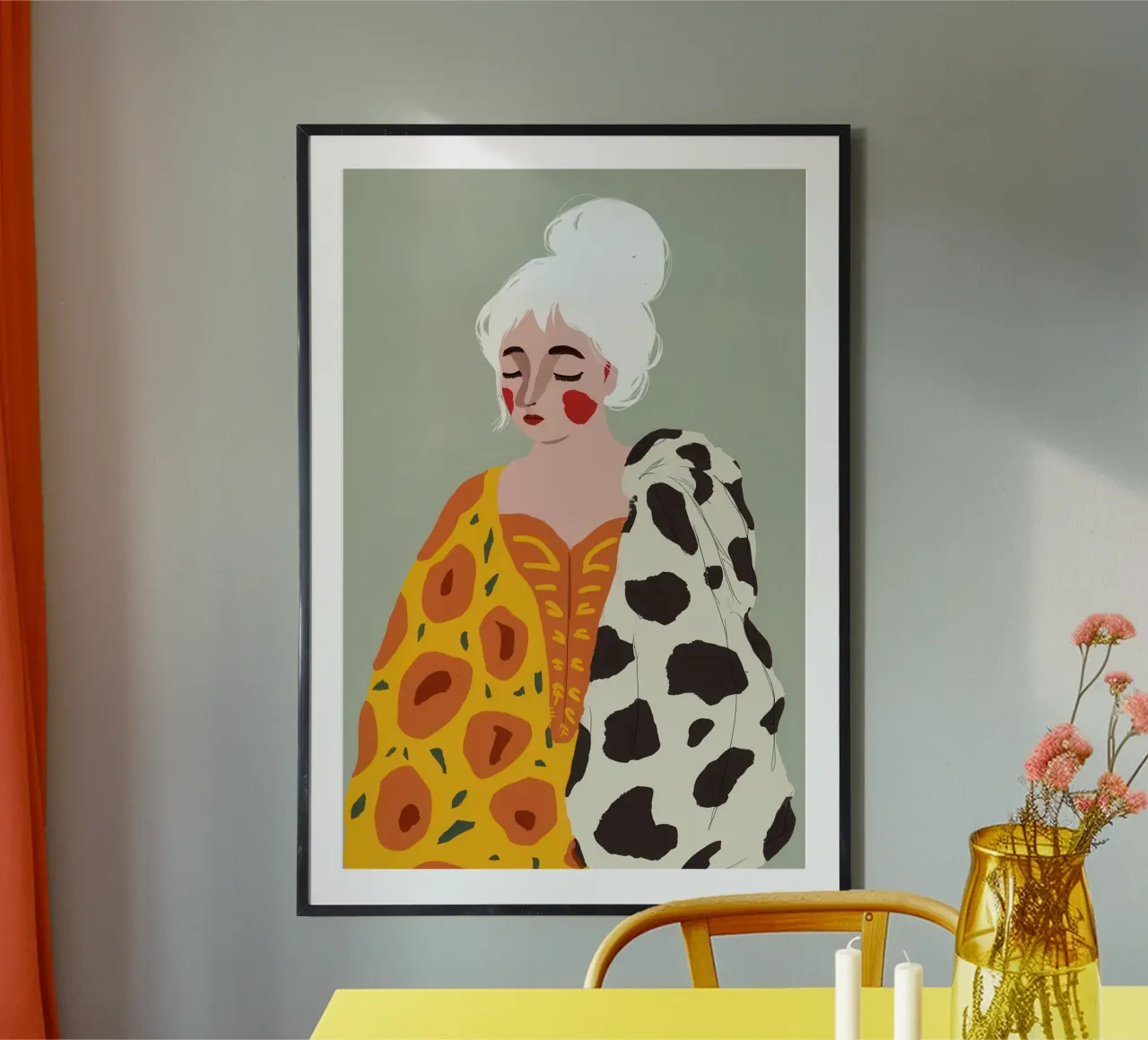 Stampa mucca con girasole Chic poster da Rain Balance