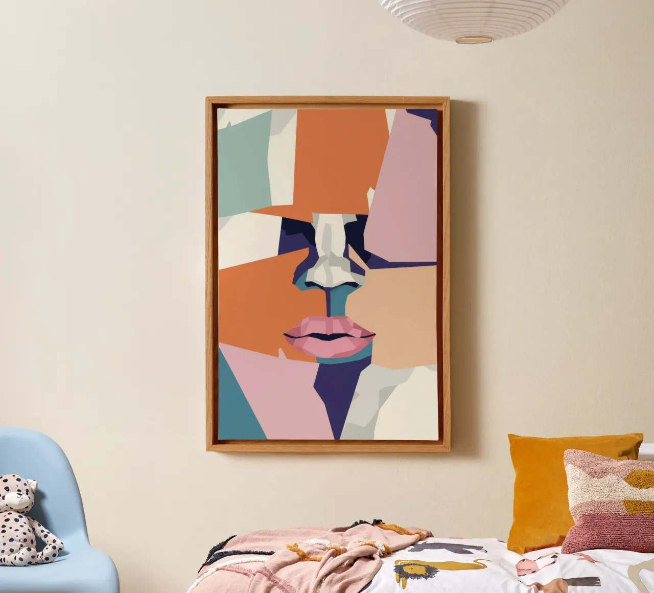 Gefragmenteerde Visage Kalm canvas met Baklijst van Giant Foxs