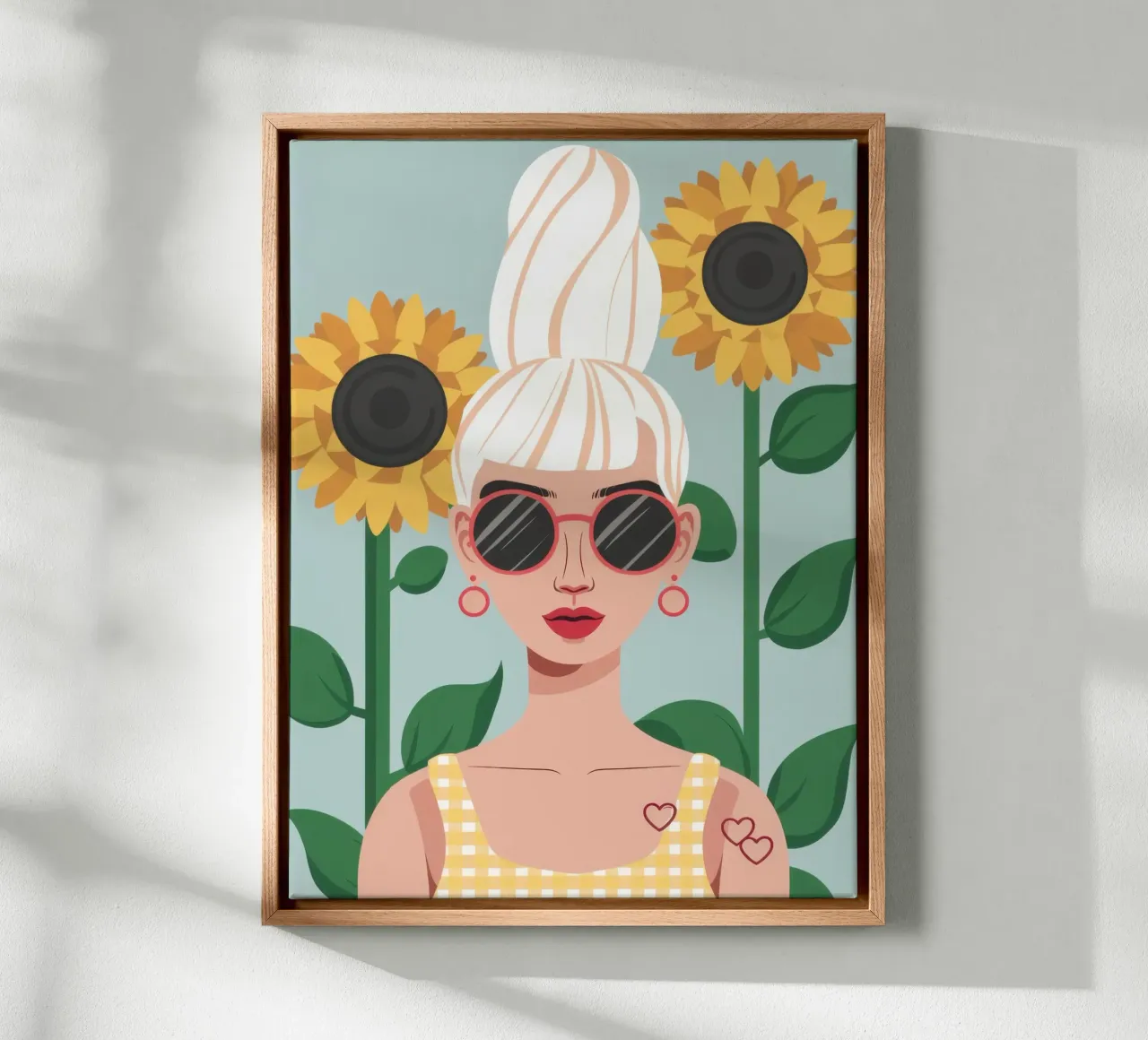 Sunflower Shade Serenity canvas with Floater frame by Rain Balance