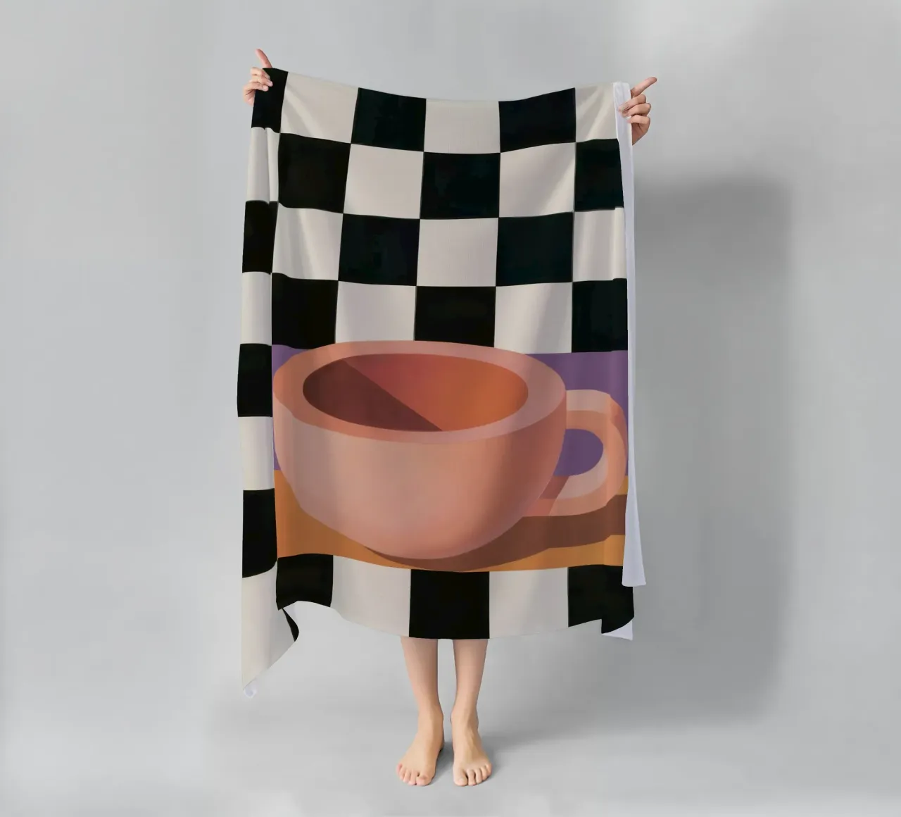 Tazza a scacchi Stillness telo mare da Giant Foxs