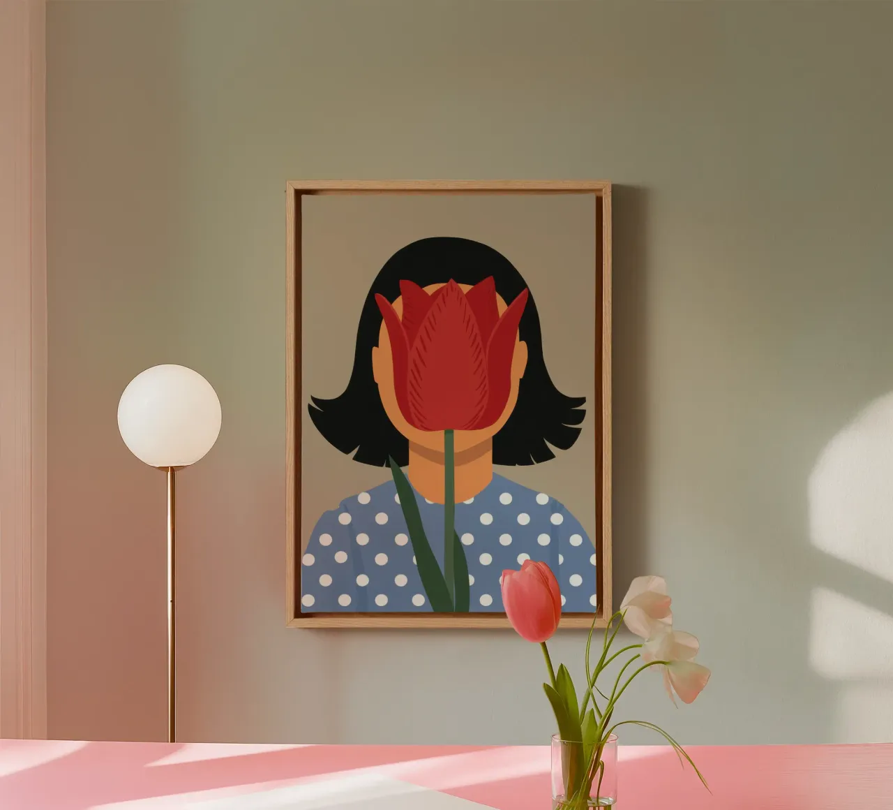 Enigma a faccia di tulipano tela con Cornice a cassetta da Rain Balance