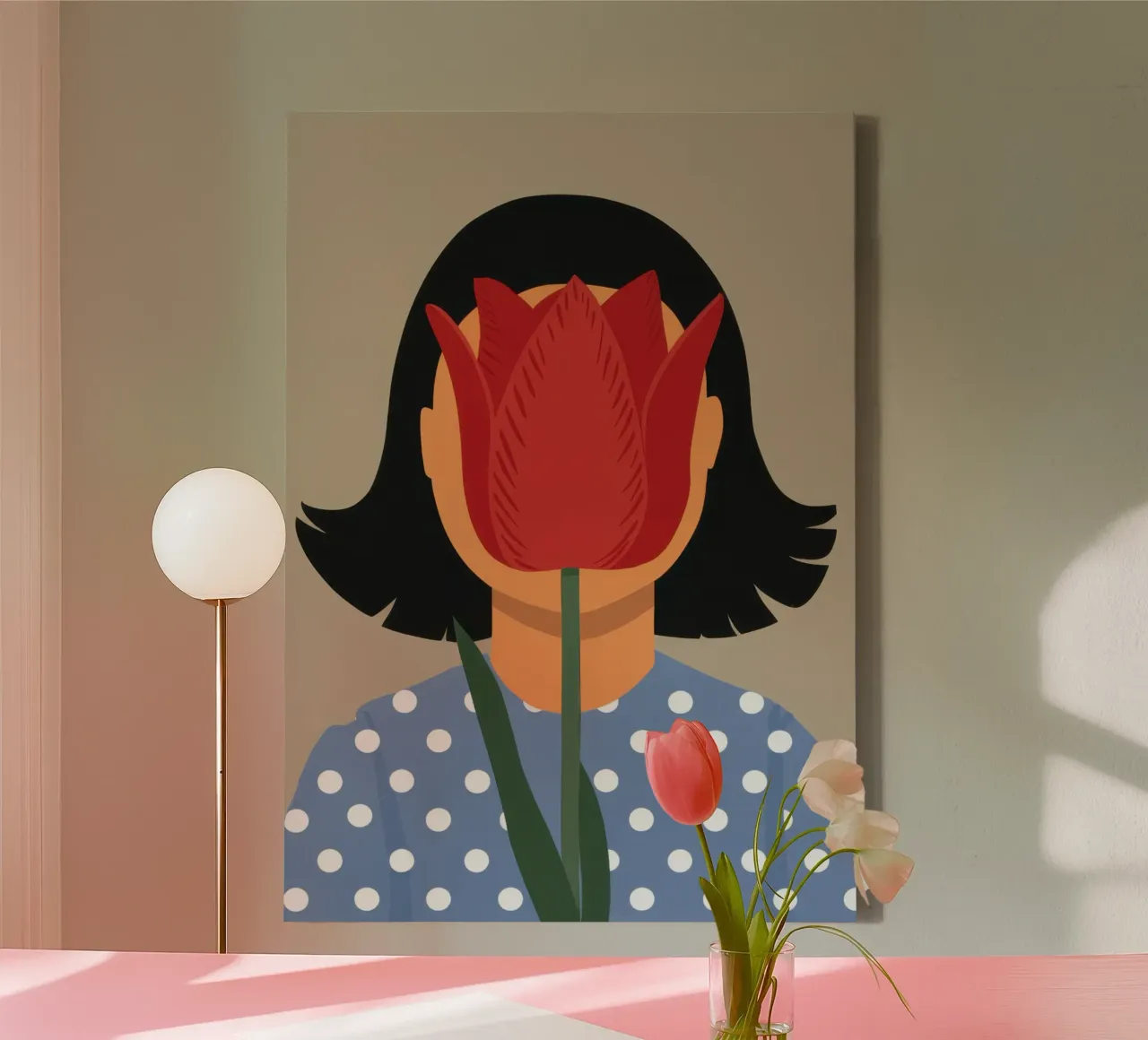 Enigma a faccia di tulipano tela con Cornice a cassetta da Rain Balance