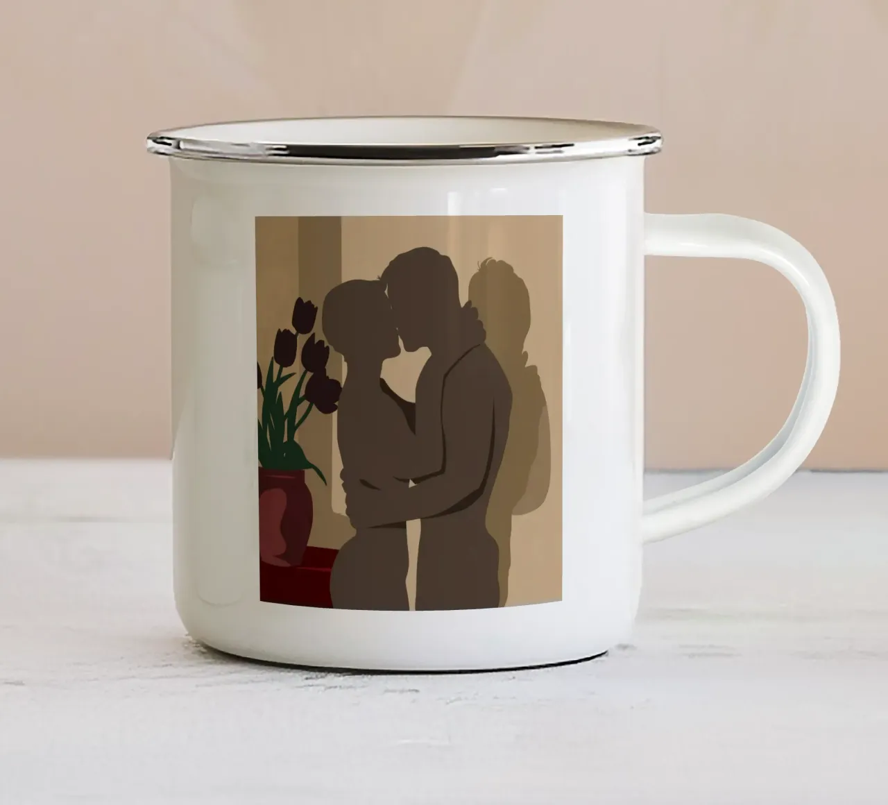 Abbraccio d'amore in ombra tazza in smalto da Giant Foxs