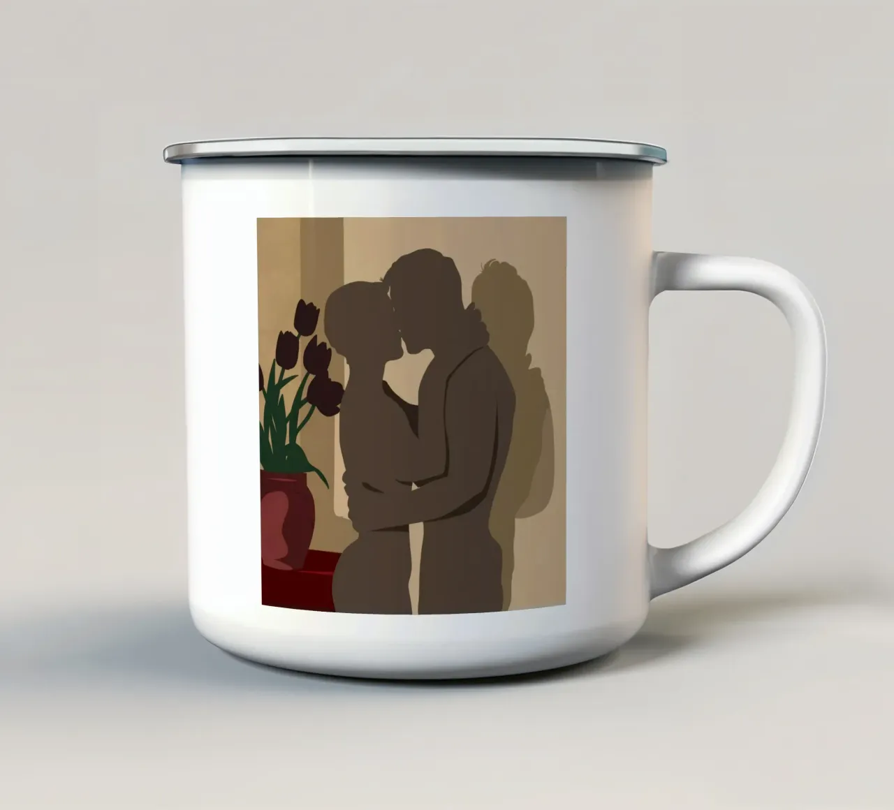 Abbraccio d'amore in ombra tazza in smalto da Giant Foxs