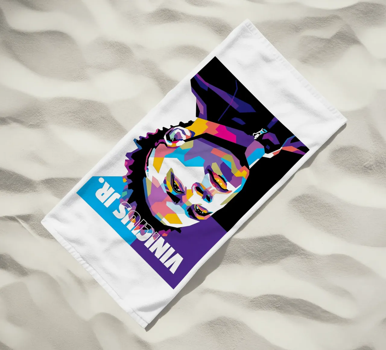 Brazilian Conection Vini Jr beach towel by Gust Sporer FOTBALL