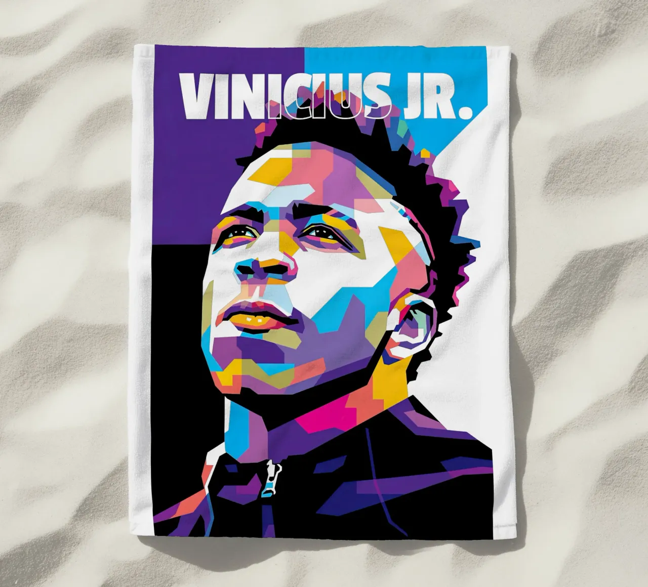 Brazilian Conection Vini Jr beach towel by Gust Sporer FOTBALL