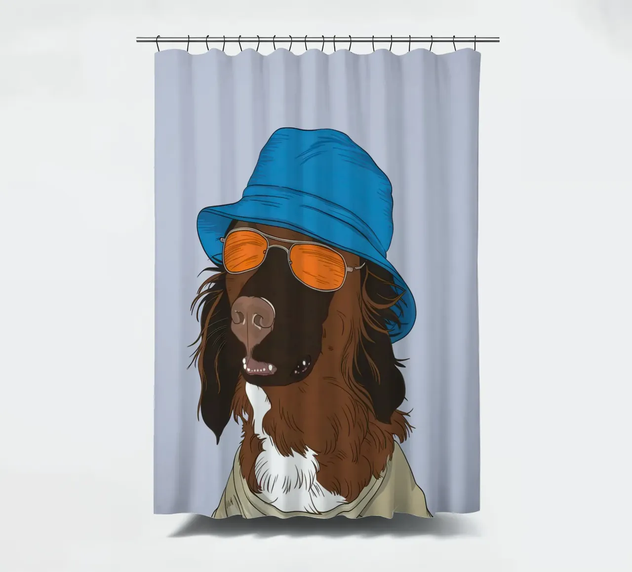 Canine's Coolest Glare shower curtain by Rain Balance
