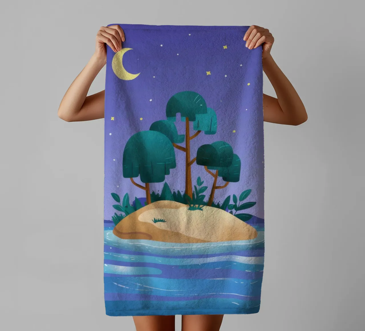 Oasi dell'isola di Nocturne asciugamano da bagno da Giant Foxs