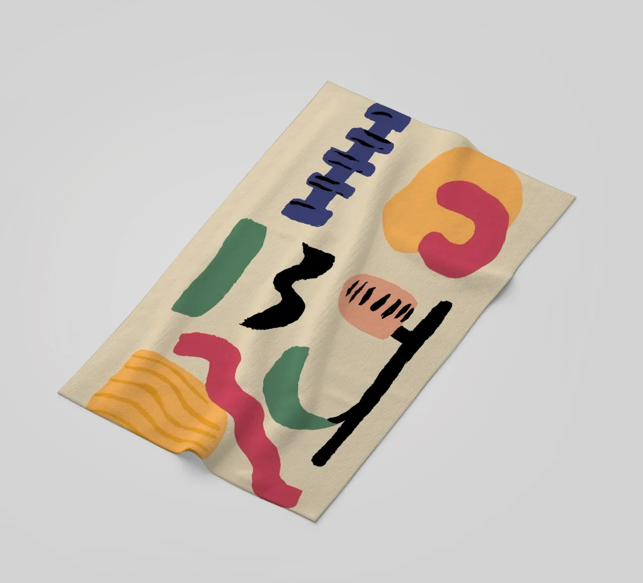 Abstract Earthly Glyphs beach towel by Ink Pulse