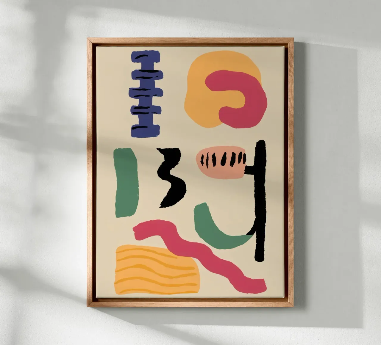 Abstracte Aardse Glyfen canvas met Baklijst van Ink Pulse