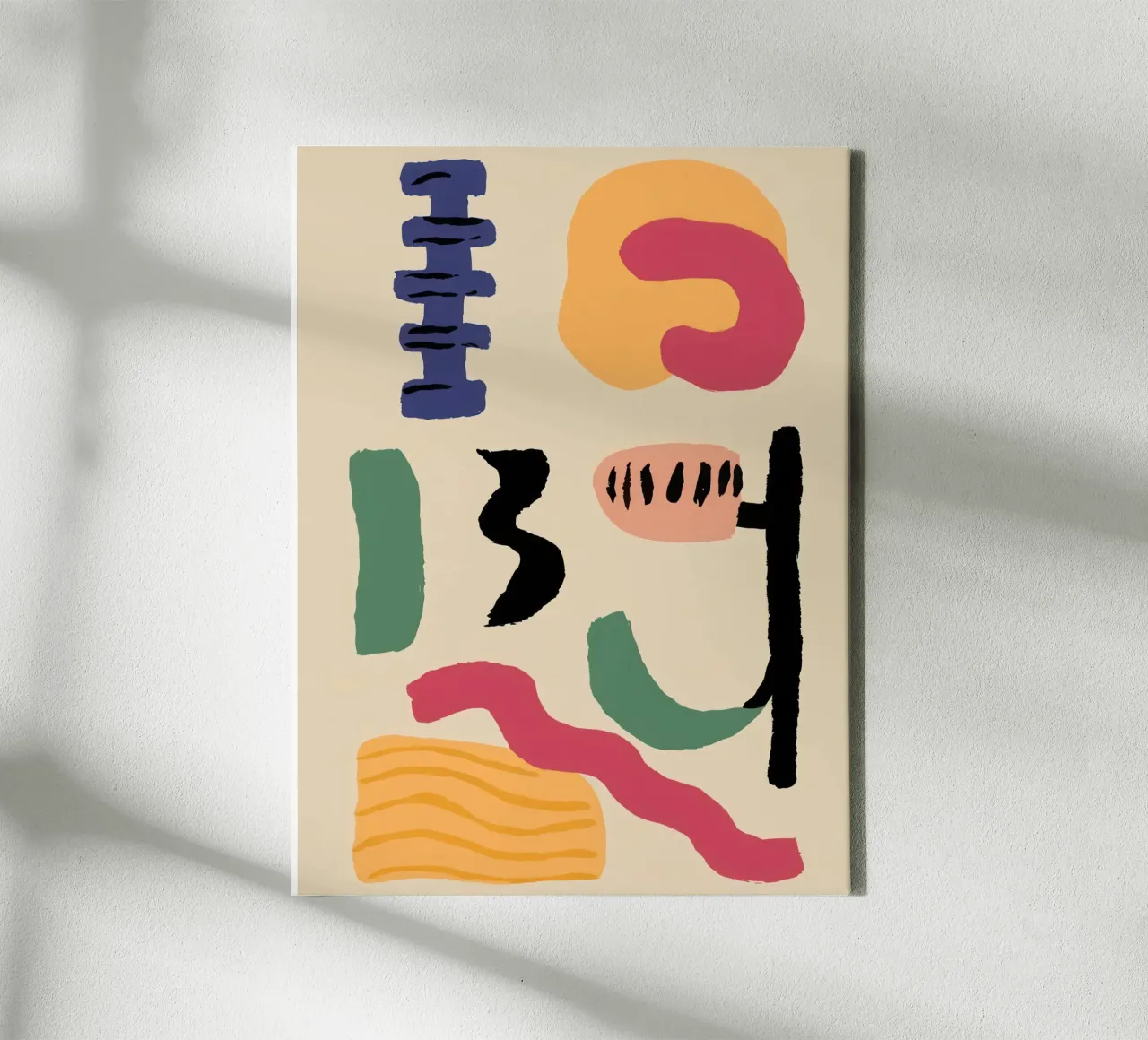 Abstracte Aardse Glyfen canvas met Baklijst van Ink Pulse