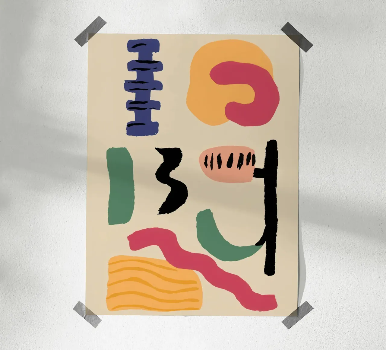 Glifi terrestri astratti poster con telaio in plastica da Ink Pulse