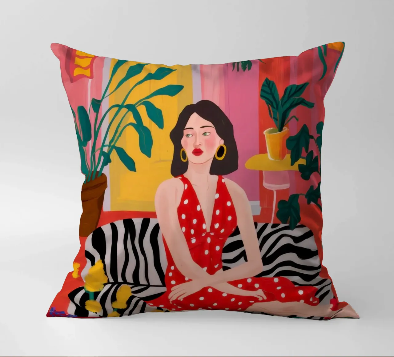 Maximalist Zebra Lounge decorative cushion by Ink Pulse