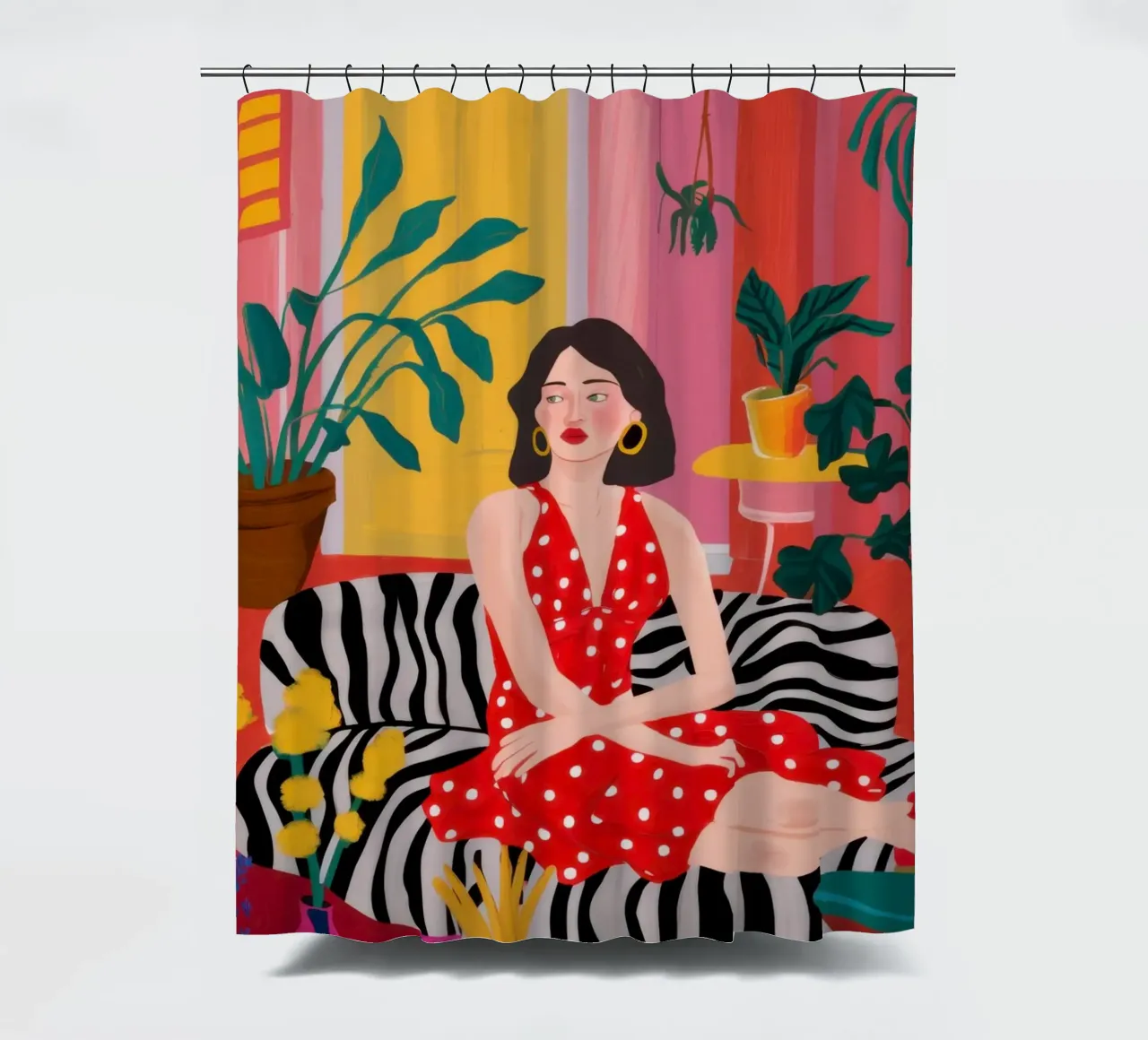 Maximalist Zebra Lounge Duschvorhang von Ink Pulse