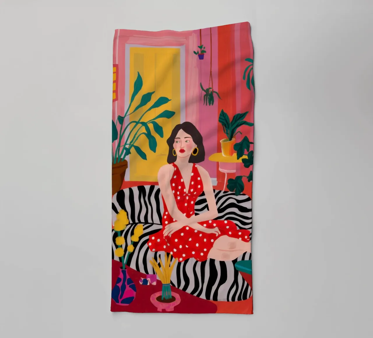 Maximalist Zebra Lounge towel by Ink Pulse