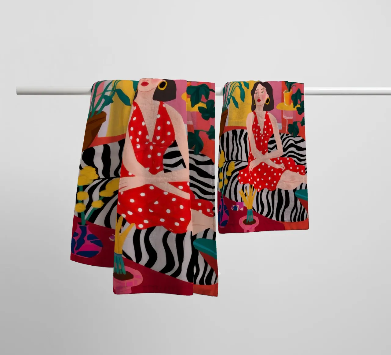 Maximalist Zebra Lounge towel by Ink Pulse