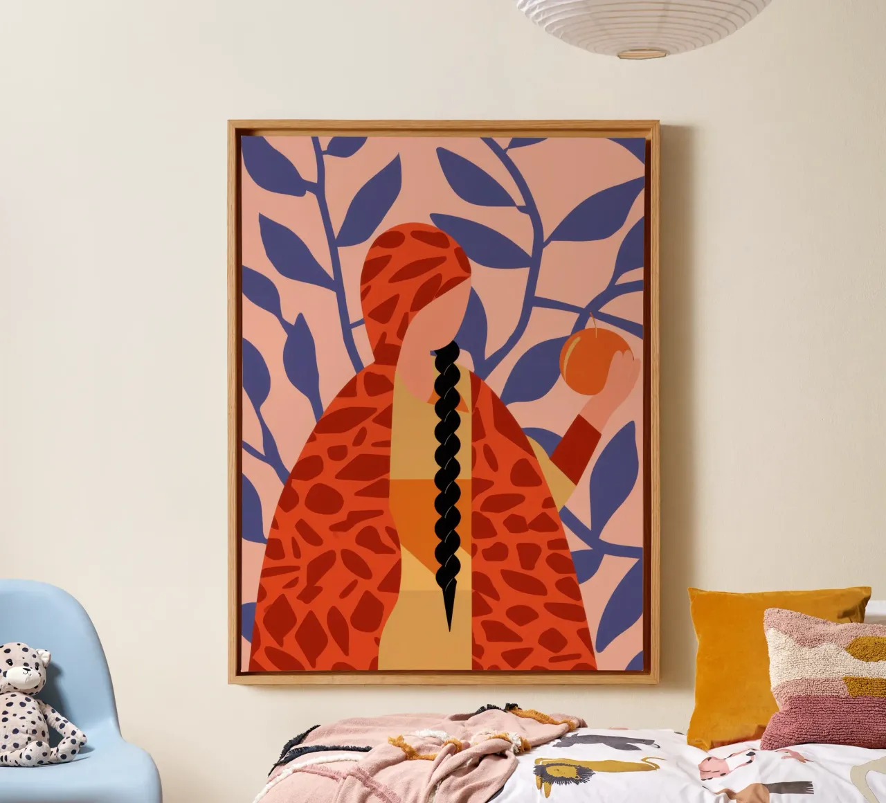 Giraffe Flora Fusion tela con Cornice a cassetta da Rain Balance