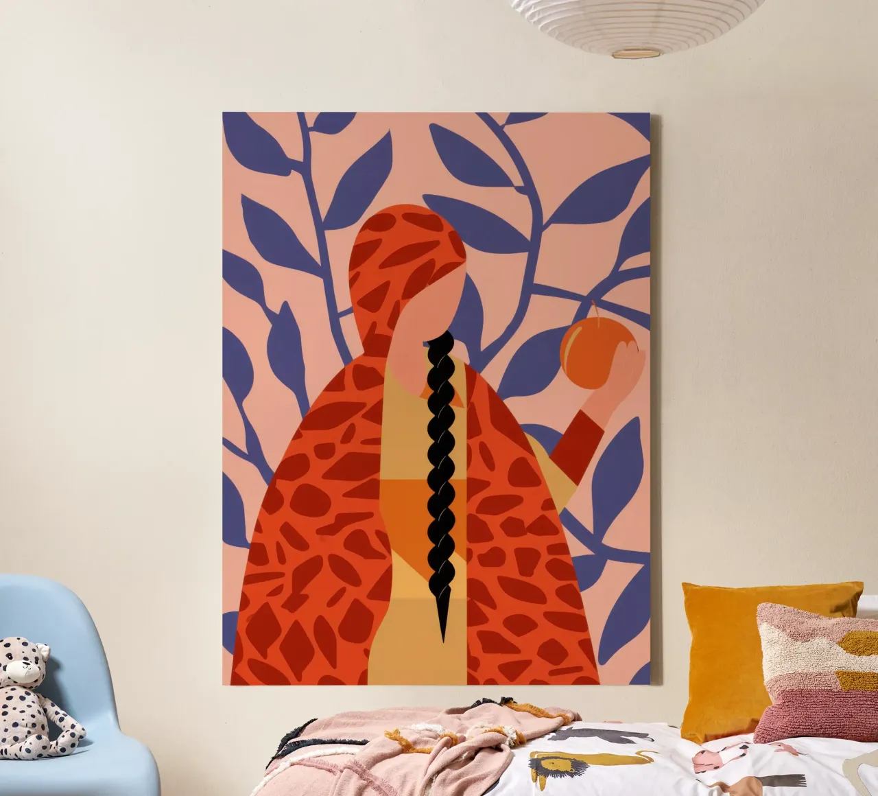 Giraffe Flora Fusion tela con Cornice a cassetta da Rain Balance