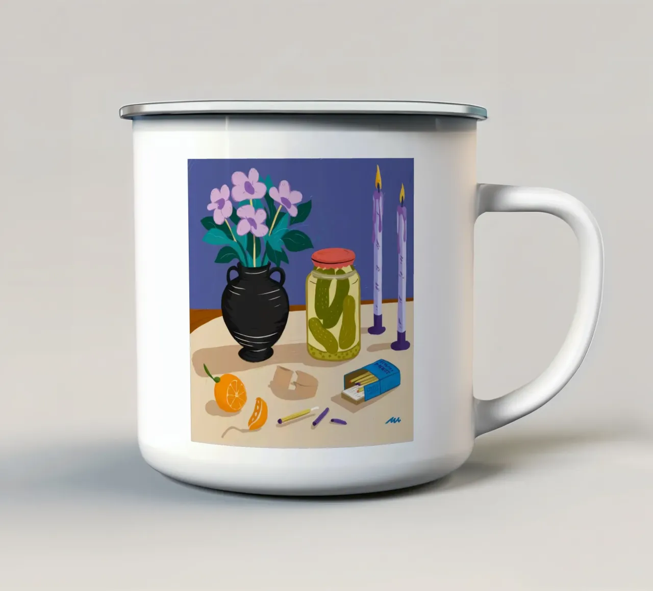 Narrazione della tavola di mezzanotte tazza in smalto da Mythy Brush