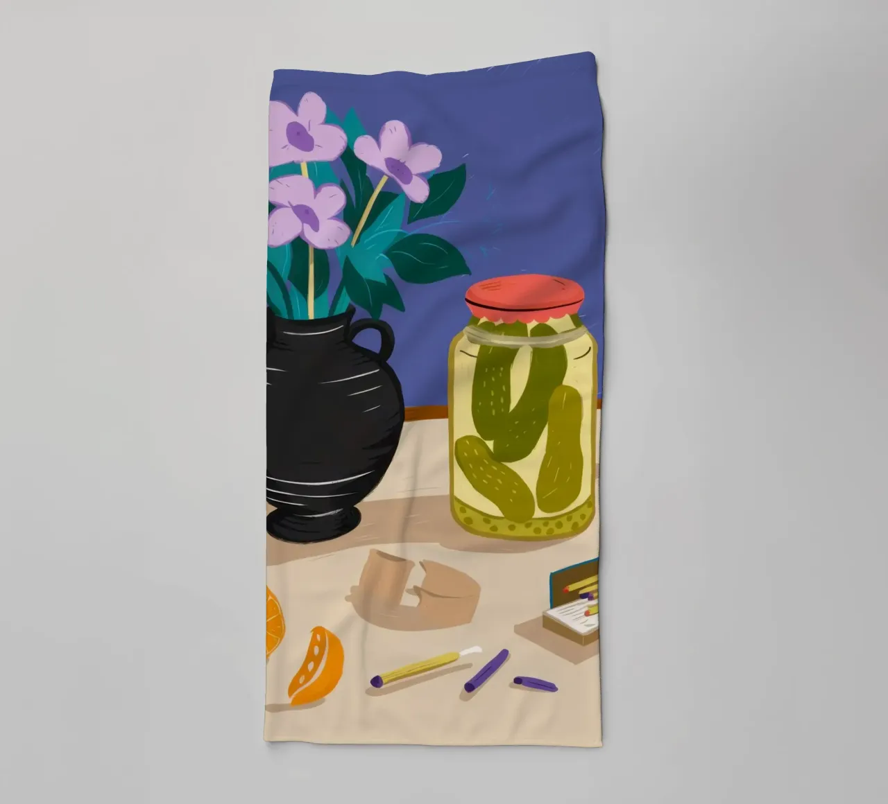 Midnight Table Narrative towel by Mythy Brush