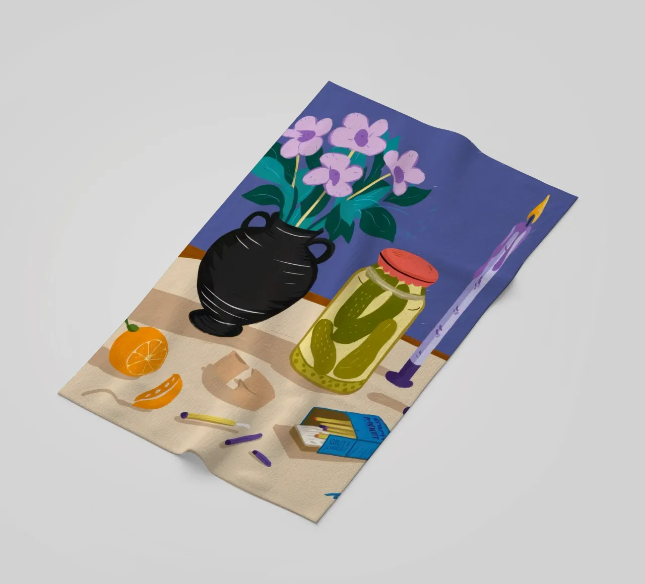 Midnight Table Narrative beach towel by Mythy Brush