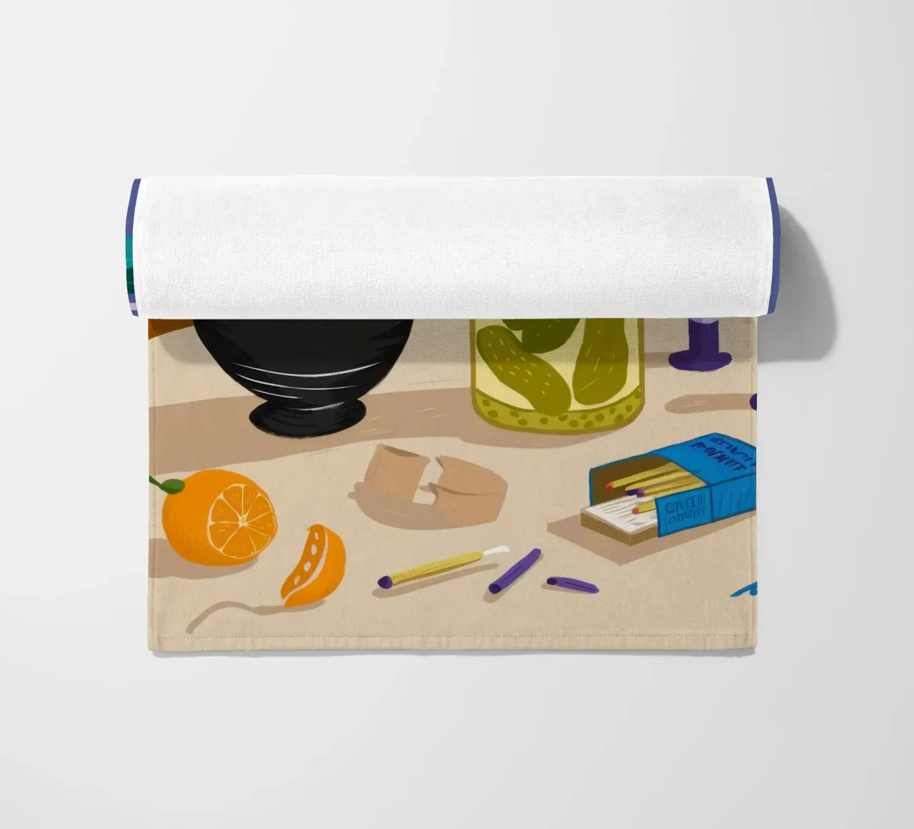Midnight Table Narrative beach towel by Mythy Brush
