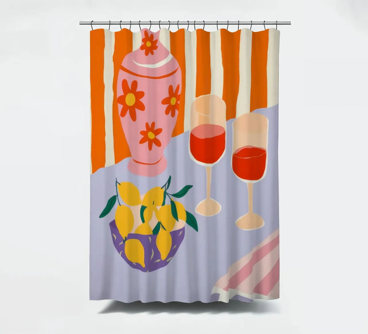 Vino limone a righe tenda da doccia da Giant Foxs