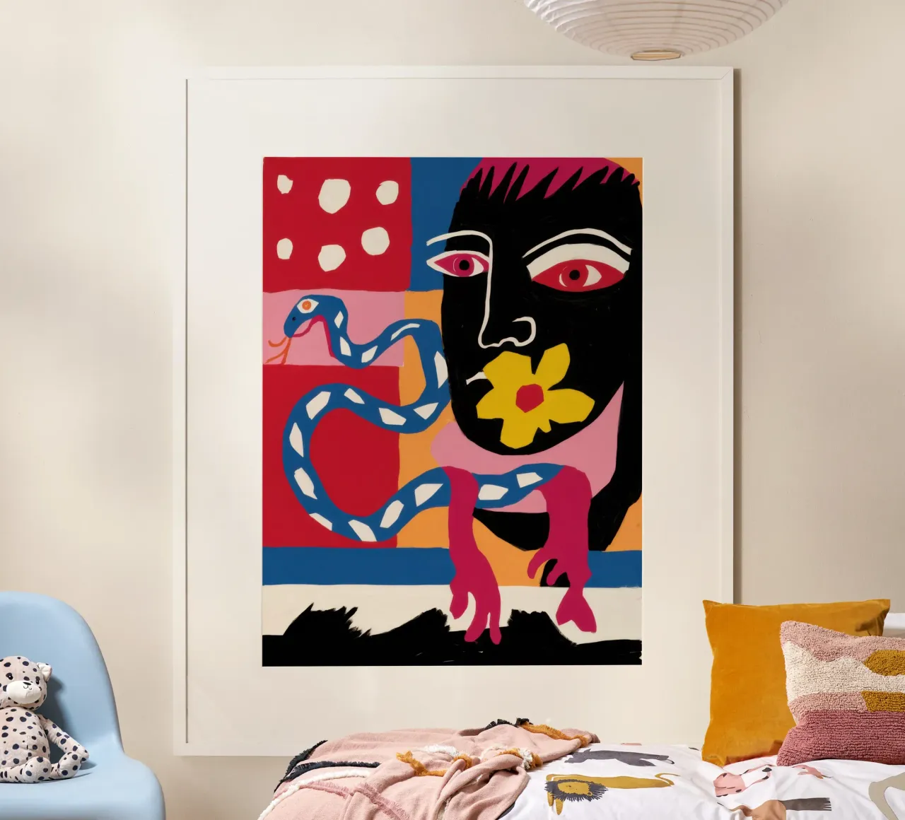 Ritratto cubista psichedelico poster con telaio in plastica da Ink Pulse