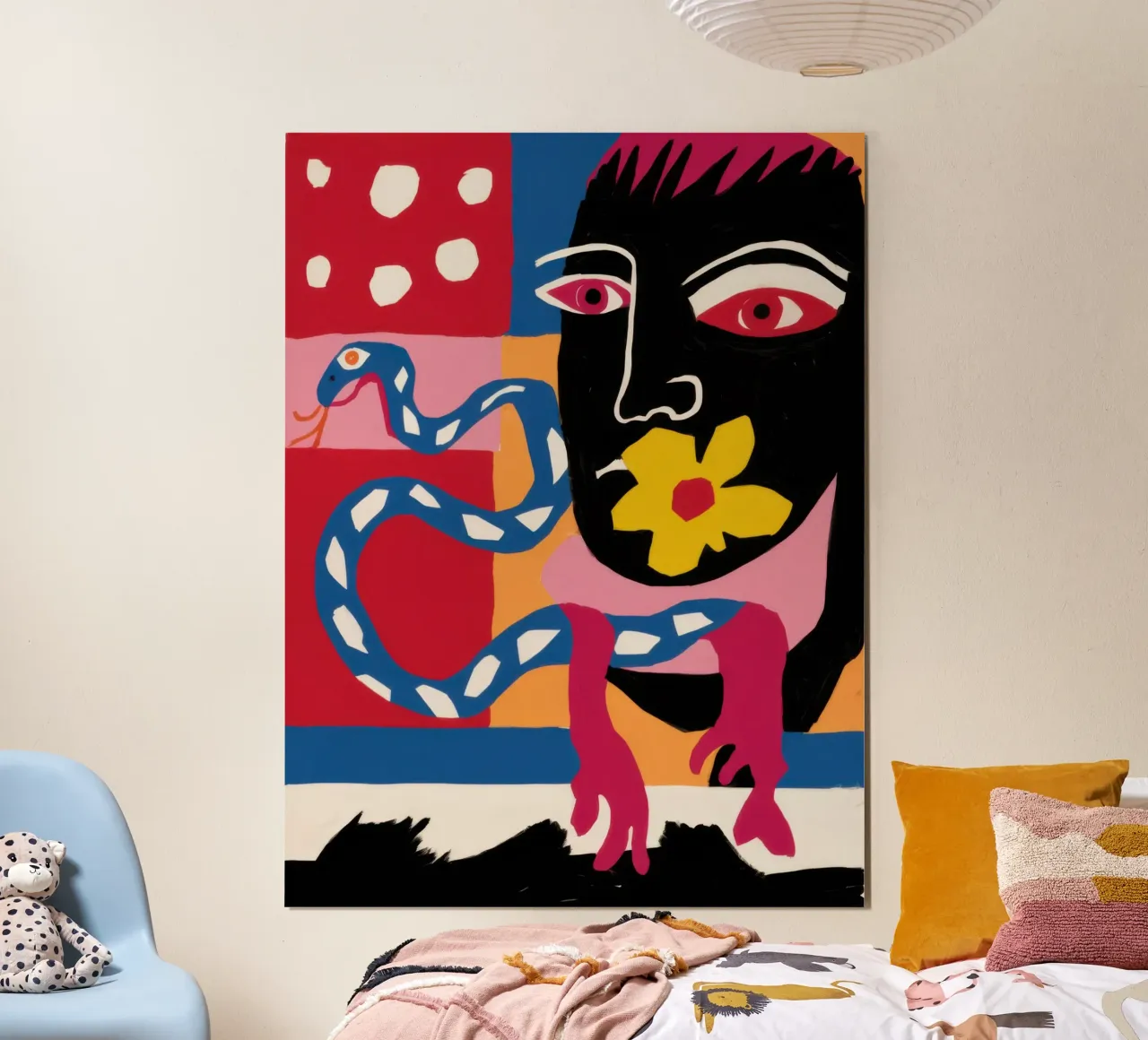 Ritratto cubista psichedelico poster con telaio in plastica da Ink Pulse
