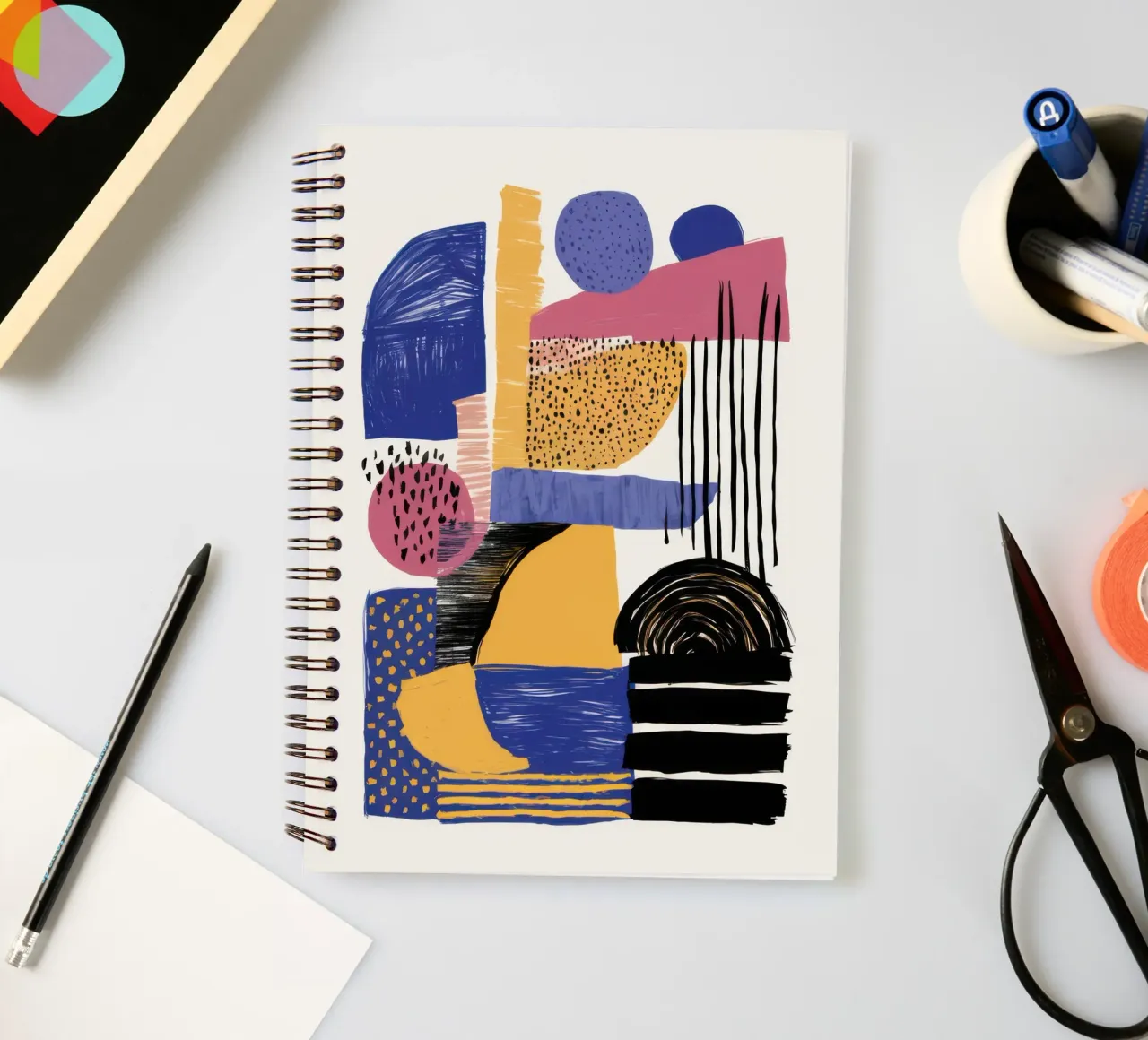 Modernist Shape Dialogue spiral notebook by Mythy Brush