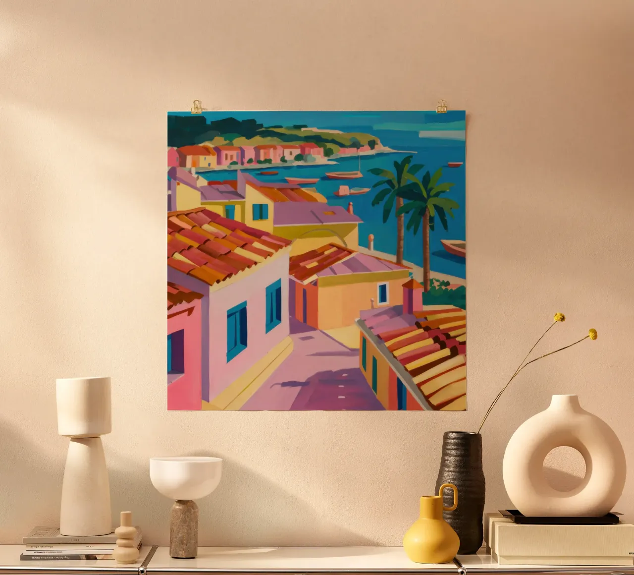 Sogni delle Cinque Terre poster con telaio in plastica da Ink Pulse