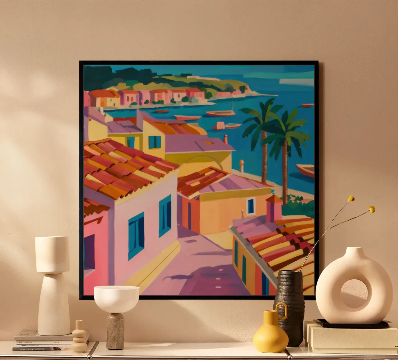 Sogni delle Cinque Terre poster con telaio in plastica da Ink Pulse